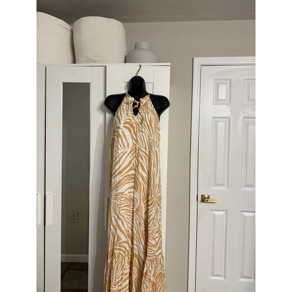 Boho fairy maxi dress mustard yellow zebra print festival spring festivities 🌻
